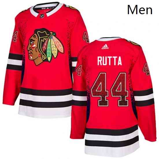 Mens Adidas Chicago Blackhawks 44 Jan Rutta Authentic Red Drift Fashion NHL Jersey